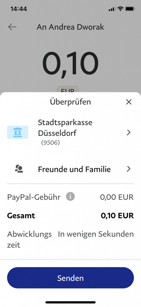 PayPal Geld senden