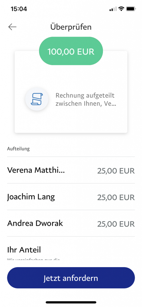 PayPal Geld teilen