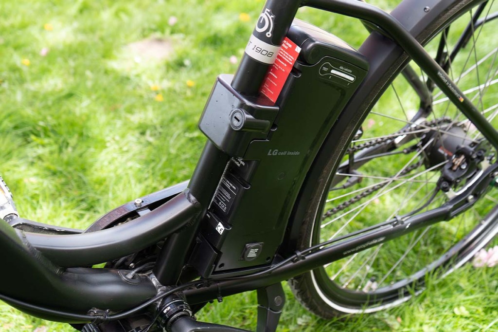 Nahaufnahme Akku von E-bike