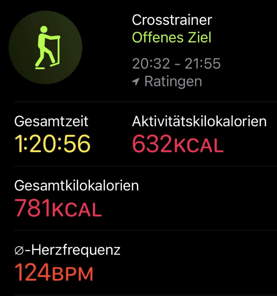 Die Fitness-App zeigt nach dem Sport nur die erfassten Daten, eine Analyse erfolgt nicht.