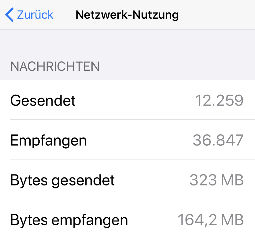 Apple iPhone Screenshot Netzwerk Nutzung