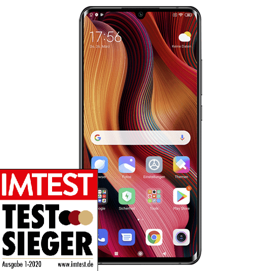 Ein Smartphone von Xiaomi mit einem Gütesiegel von IMTEST.