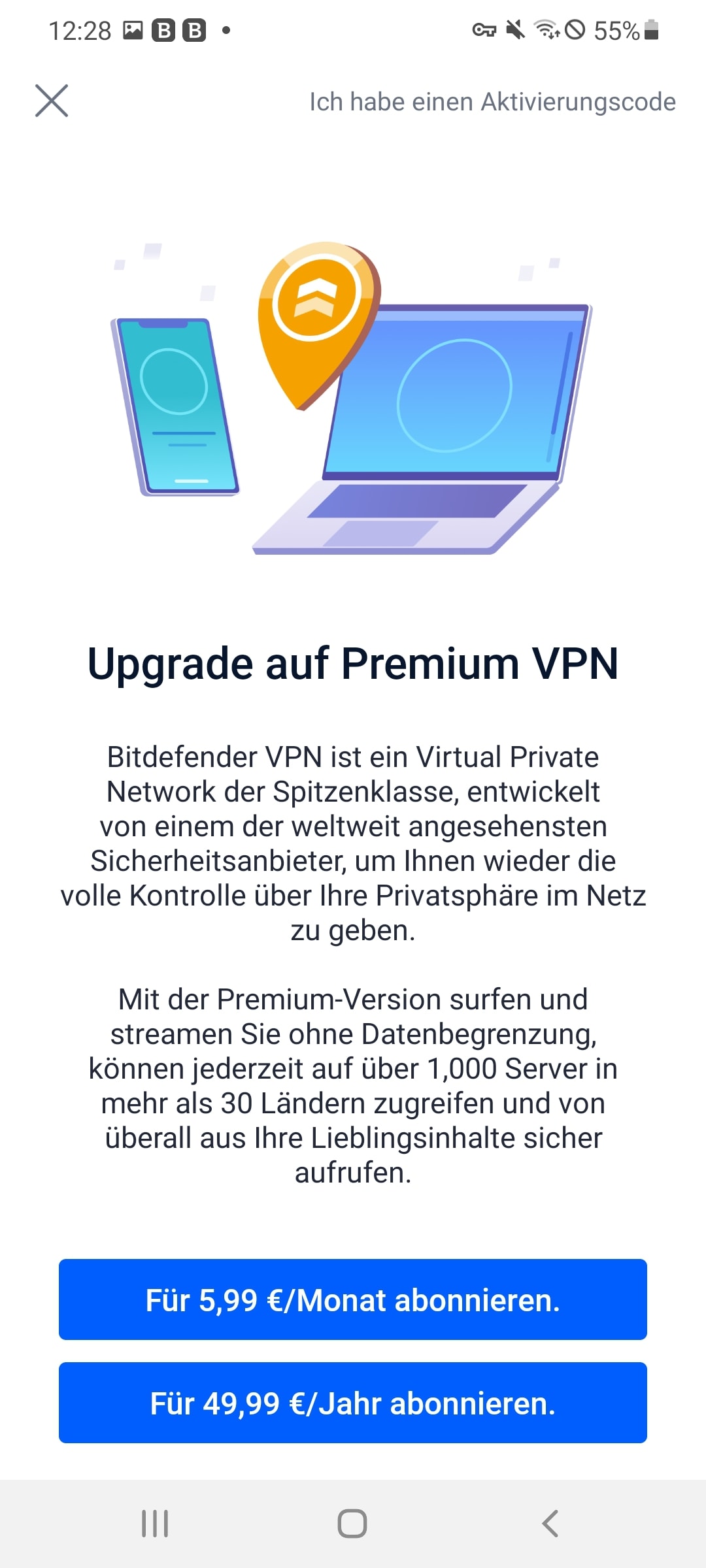 Wem 200 Megabyte Datenverkehr nicht reichen, kann kostenpflichtig upgraden.