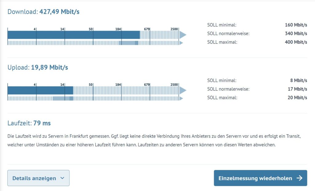 Ergebnis der Messung