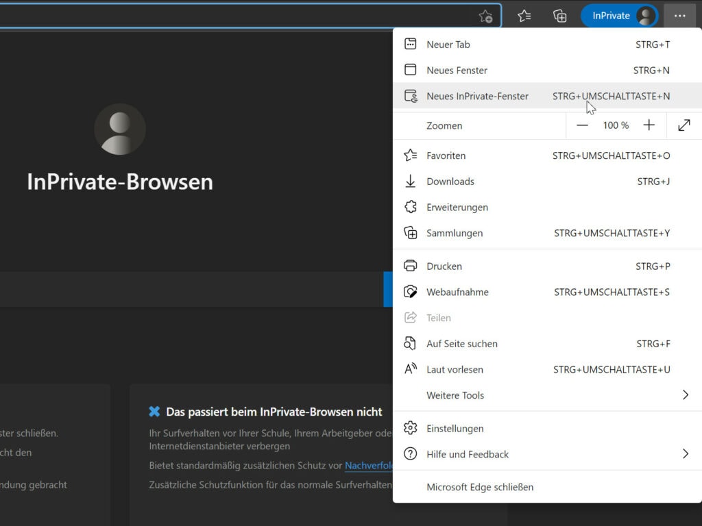 Edge InPrivate-Modus