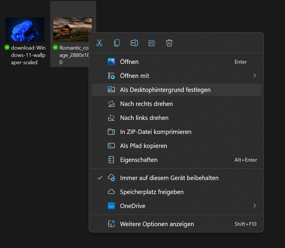 Screenshot Design auswählen