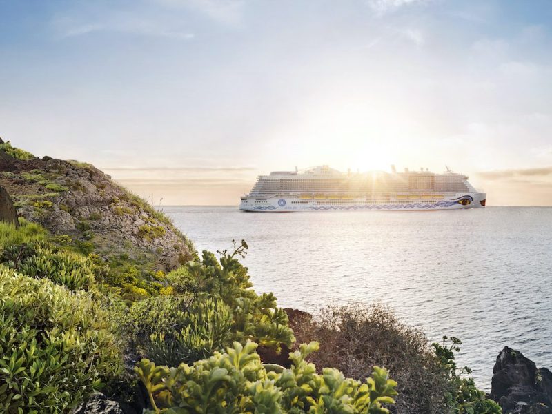 AIDA Schiff vor einer Insel