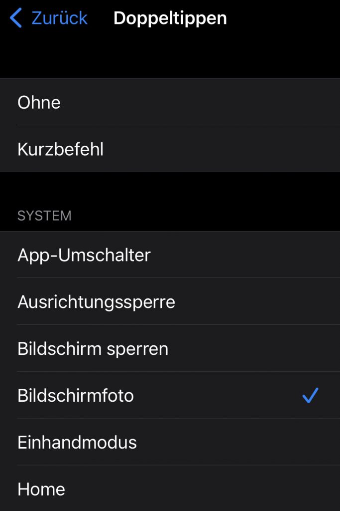 Klopfzeichen iOS einrichten