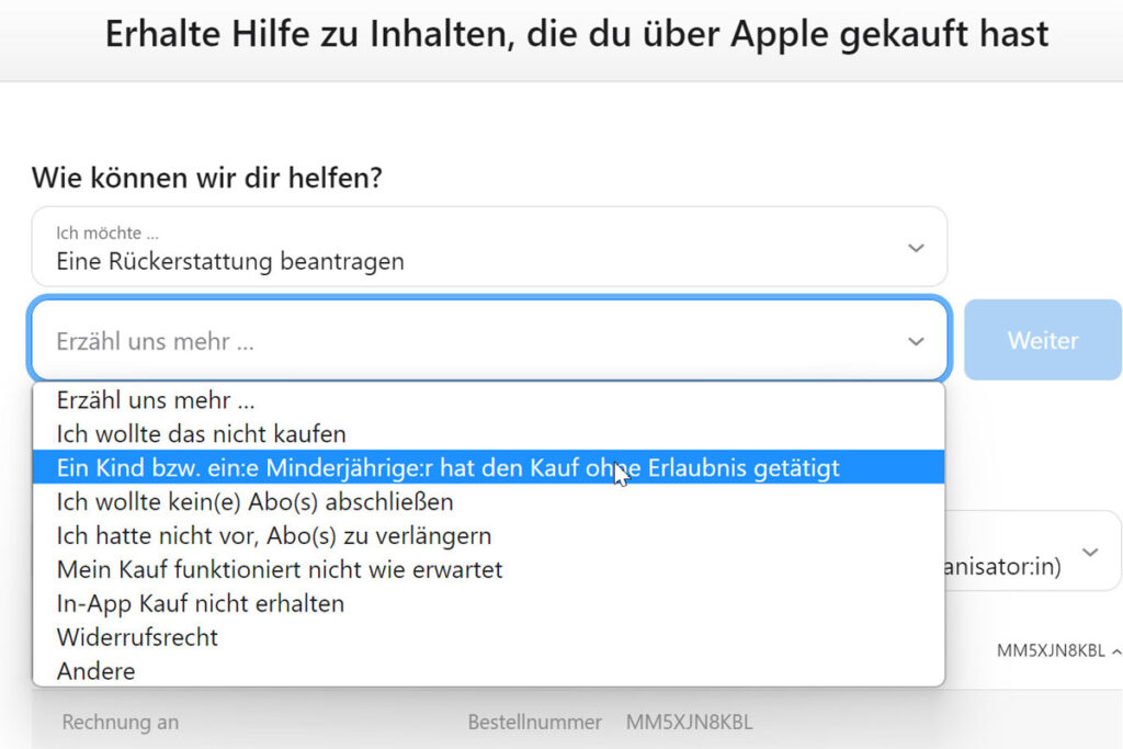 Apple Apps zurückgeben