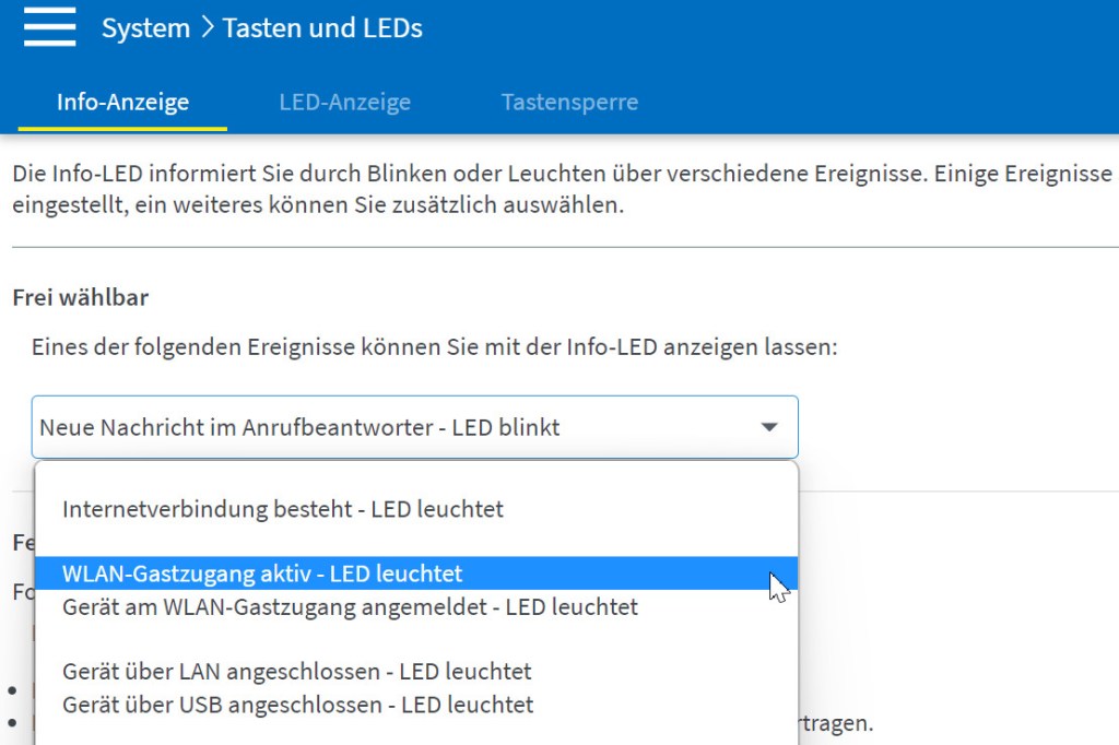 FRITZ!Box LED-Einstellungen