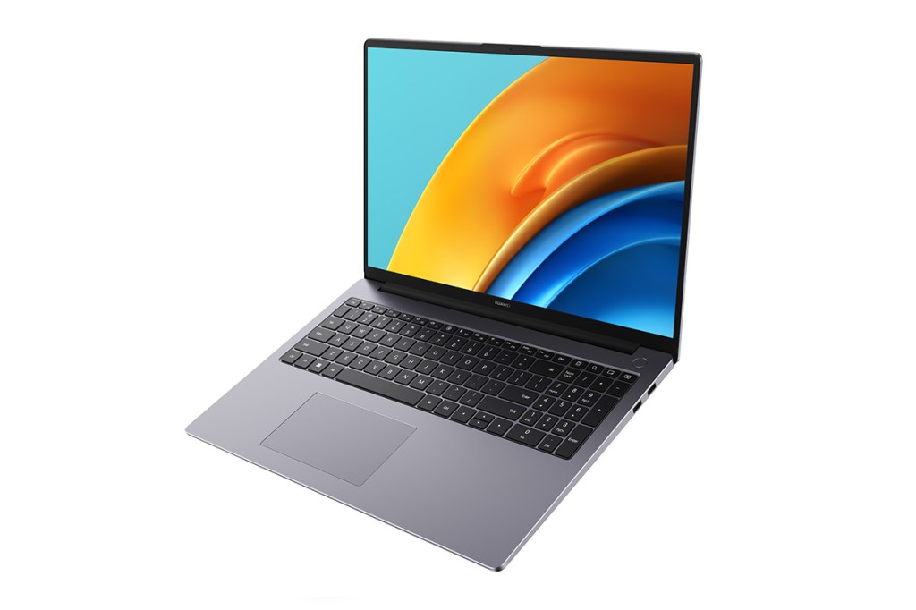 Das Huawei MateBook D16 vor weißem Hintergrund. 