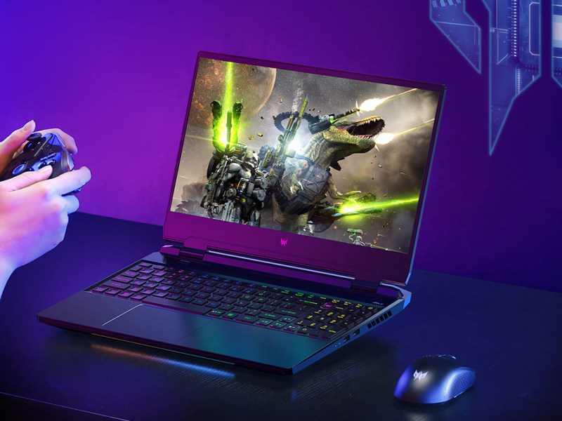 Das Gaming-Notebook Acer Predator Helios 300 auf einem Tisch