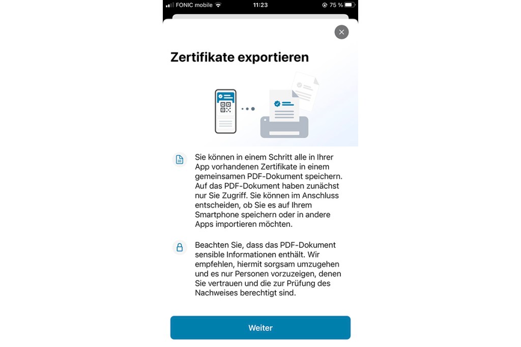 Ein Screenshot der neuen Funktion in der Corona-Warn-App.