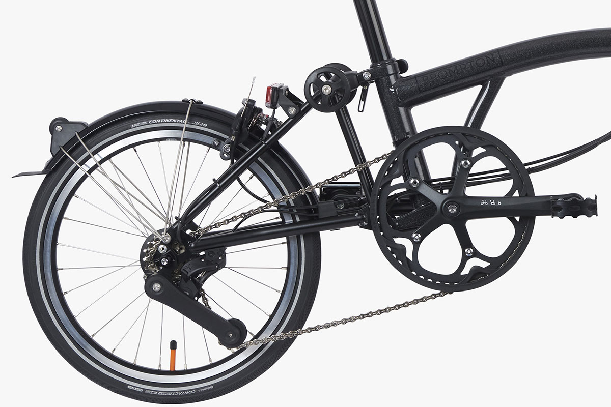 Brompton Electric P Line: Detailaufnahme der Schaltung des E-Faltrads 