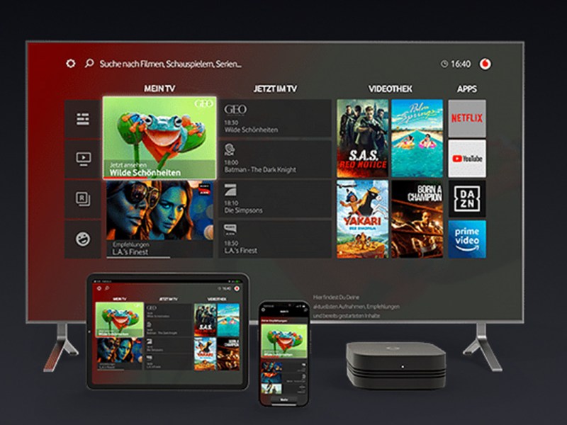 Vodafone Giga TV läuft auf verschiedenen Endgeräten