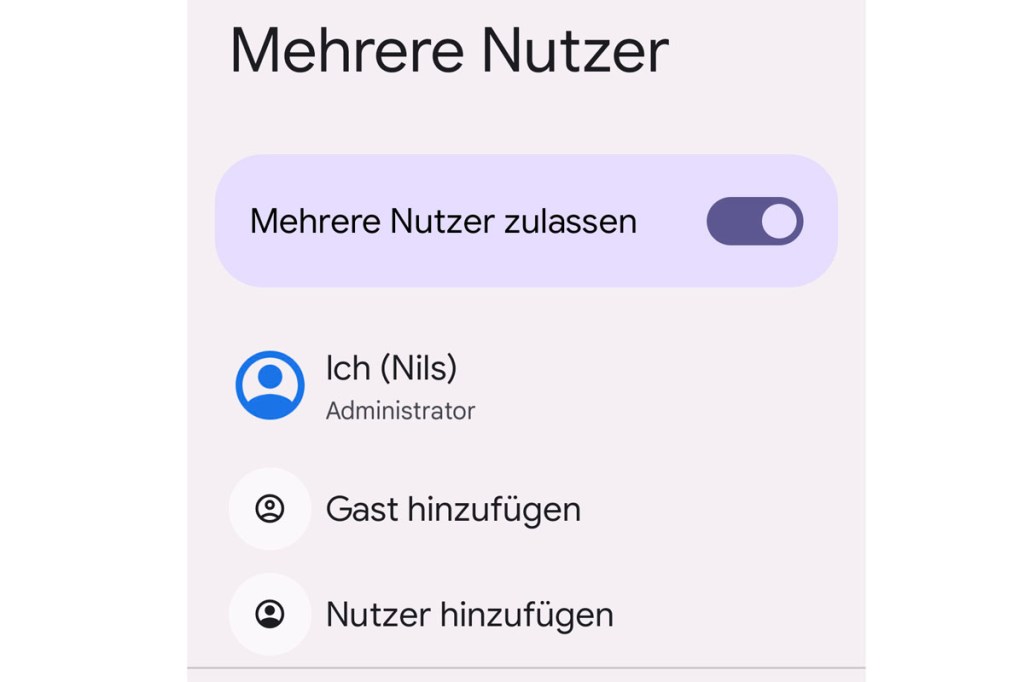 Android Nutzer hinzufügen