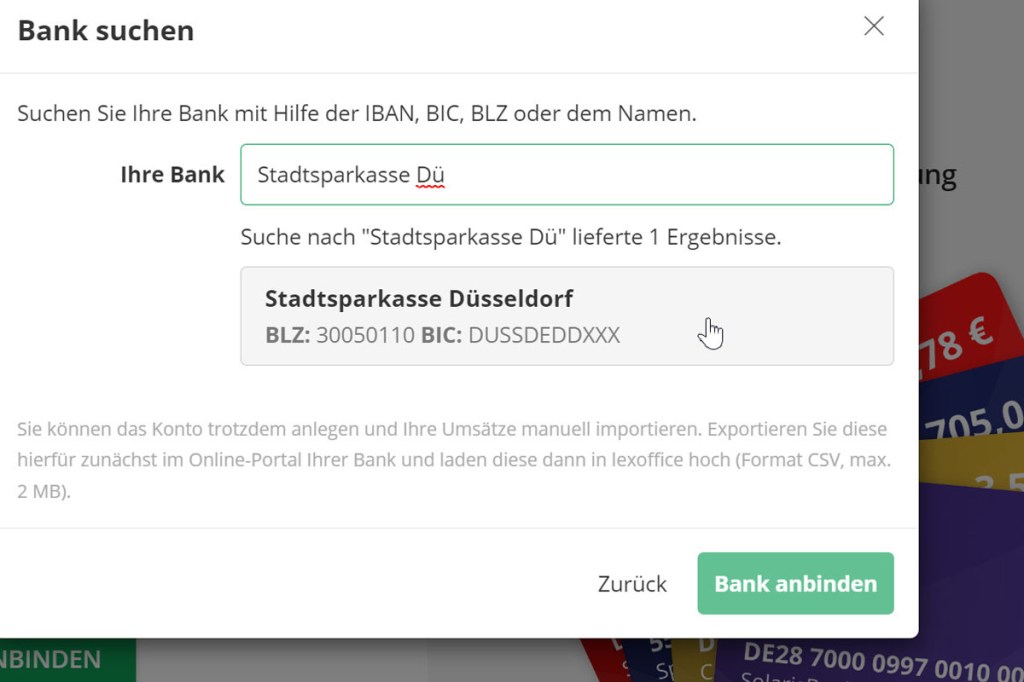 Lexoffice Online Banking einrichten Schritt 3