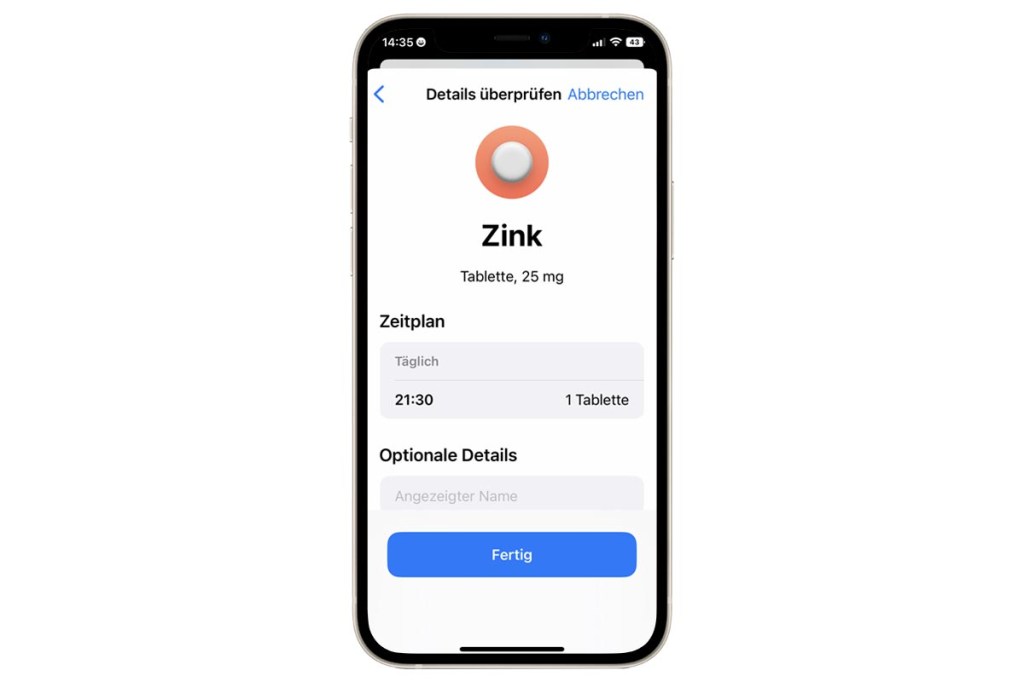 iPhone Medikamente hinzufügen