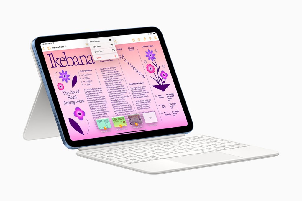 Neues Apple iPad 10 mit ansteckbarer Tastatur.
