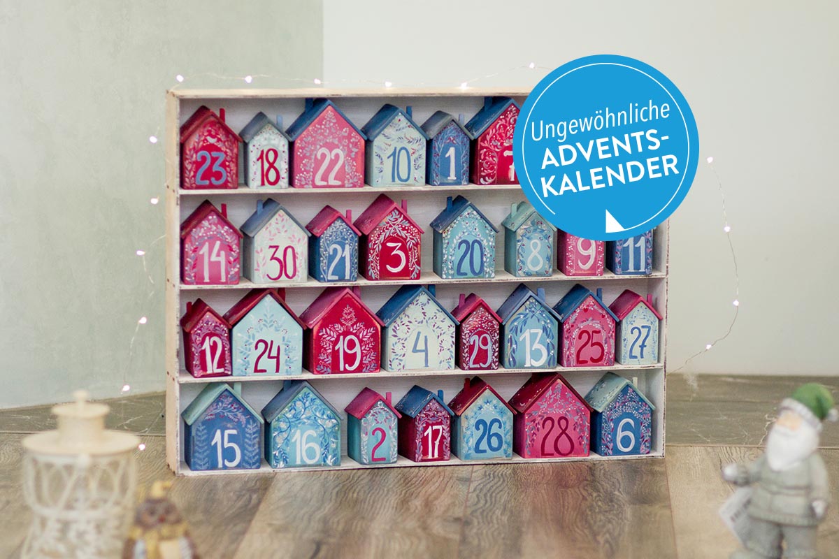 Adventskalender auf dem Boden stehend