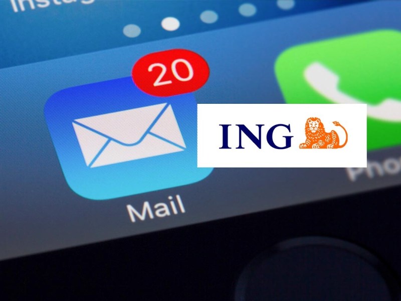 Mail-Icon auf Smartphone mit Logo der ING DiBa