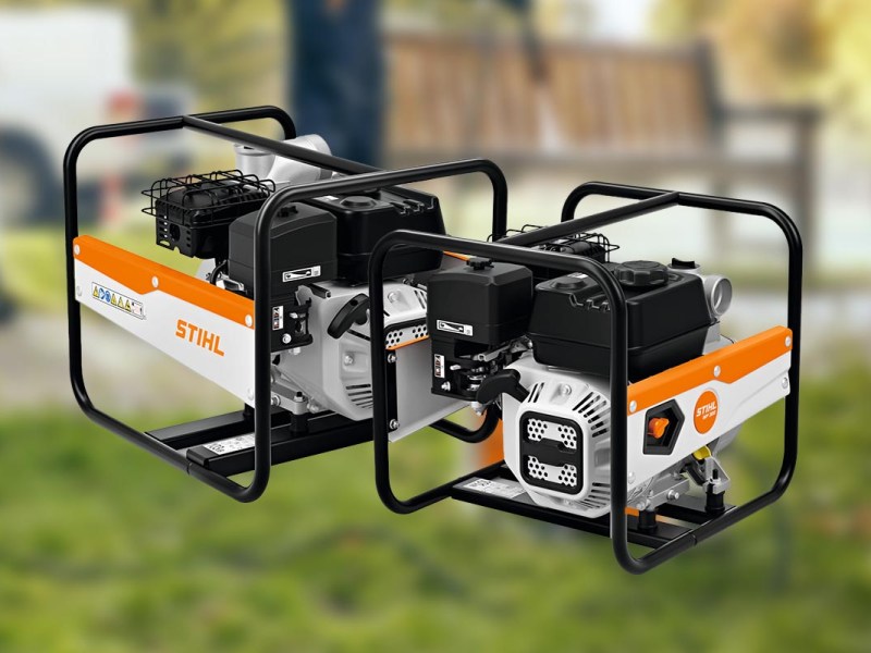 Wasserpumpen von Stihl auf verschwommenem Hintergrund