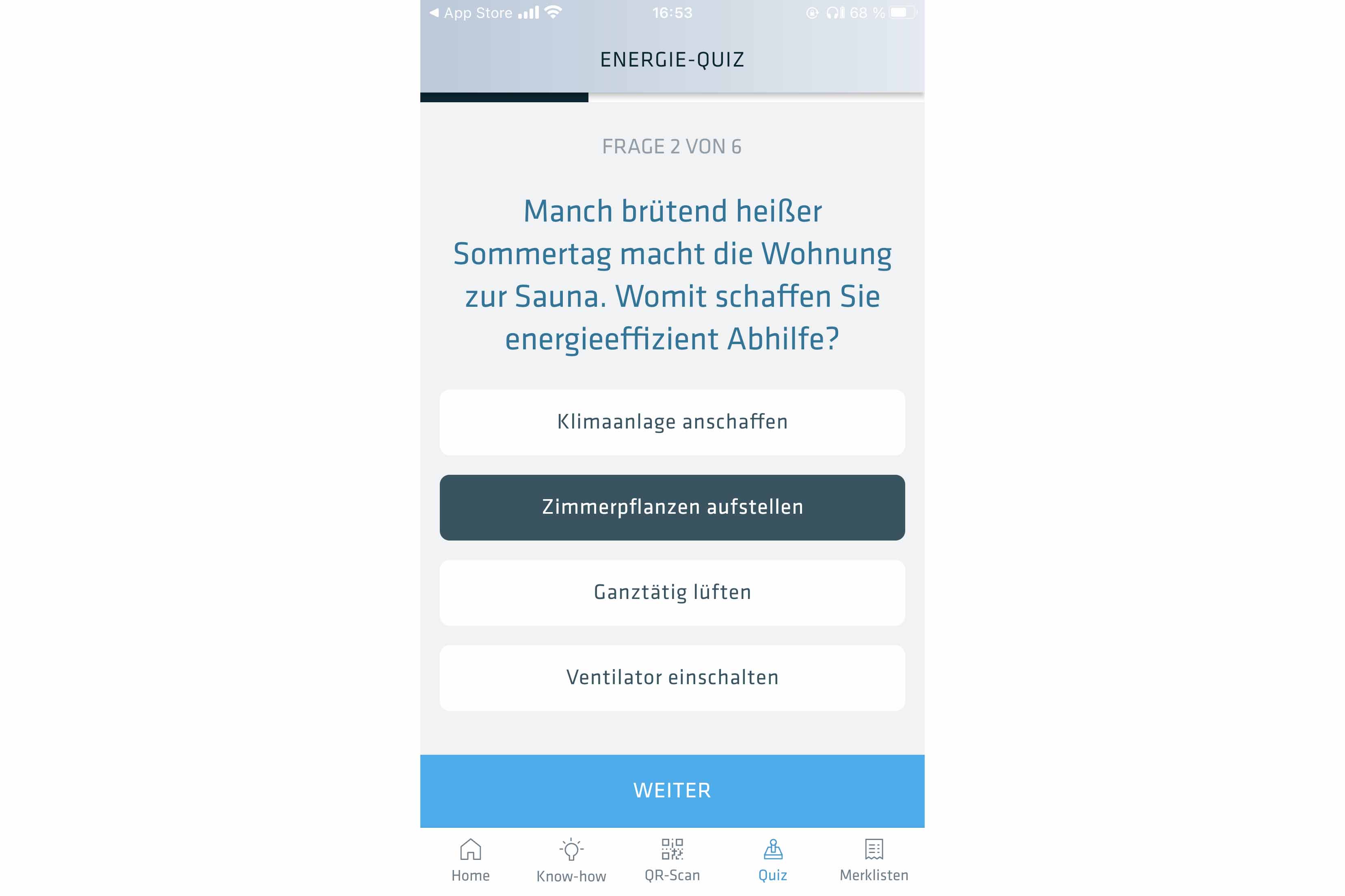 Screenshot der App Energielabel vom Bundesanstalt für Materialforschung und -prüfung.