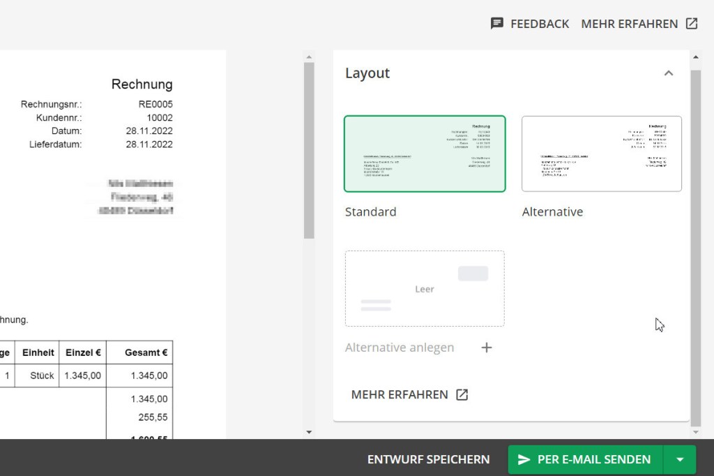 Lexoffice Rechnung schreiben 6