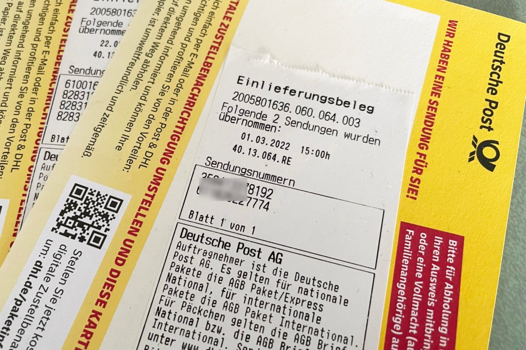 Einlieferungsbeleg DHL