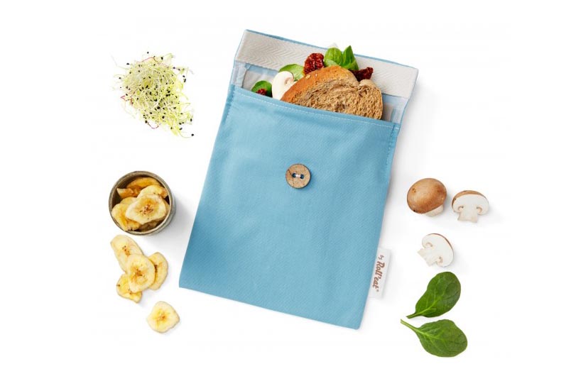 Roll'eat Snackbeutel Verpackung mit Brot und Lebensmitteln zur Deko