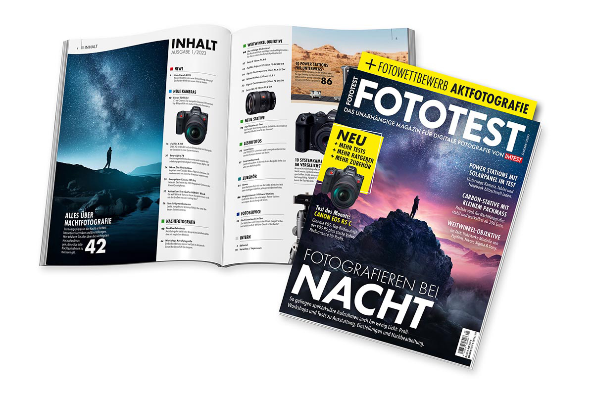 Die neue FOTOTEST-Ausgabe vor weißem Hintegrund.