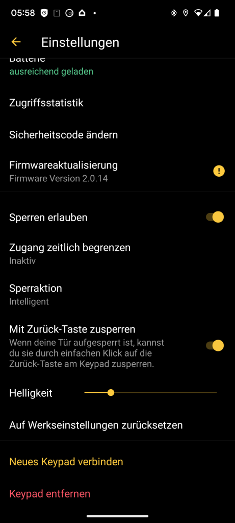 App-Screenshot der Nuki-App