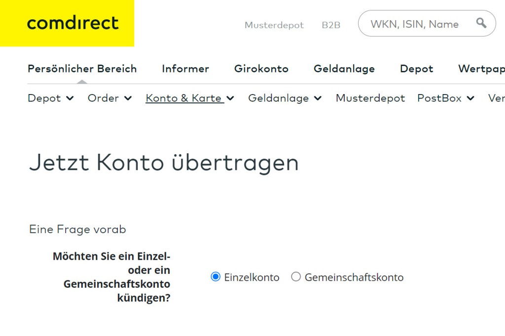 Kontowechselservice Comdirect