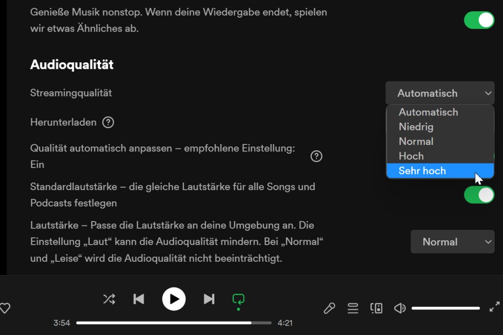 Bitrate erhöhen