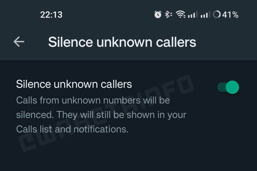 Die neue Silence-unknown-Callers-Funktion auf Whatsapp in der Betaversion