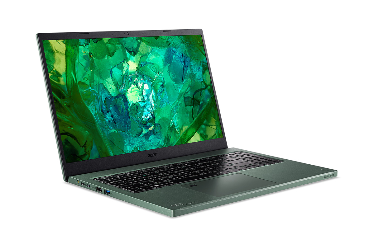 Das Acer Aspire Vero 15 vor weißem Hintergrund.