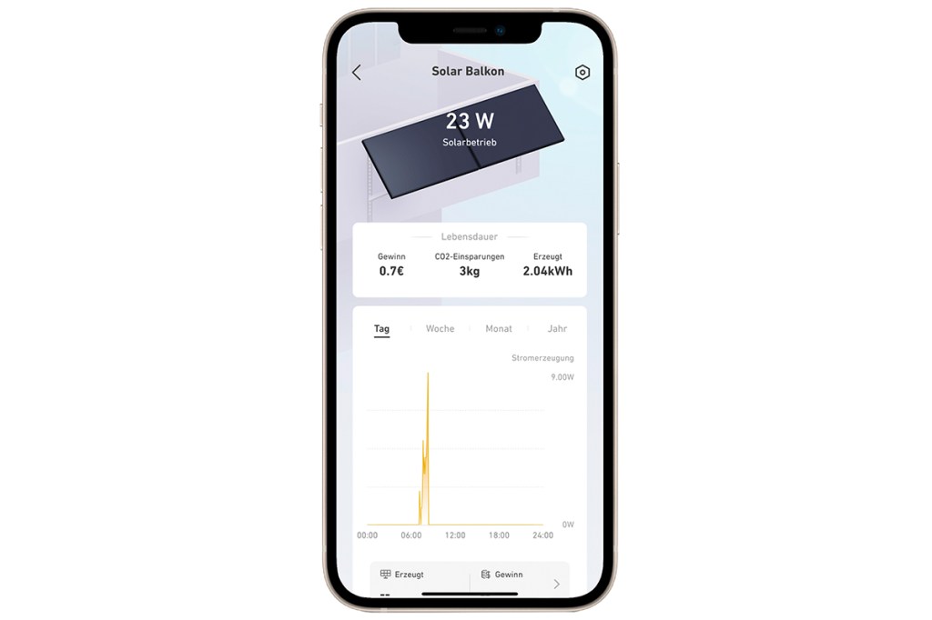 Screenshot von der App, die Anker für das Balkonkraftwerk anbietet.