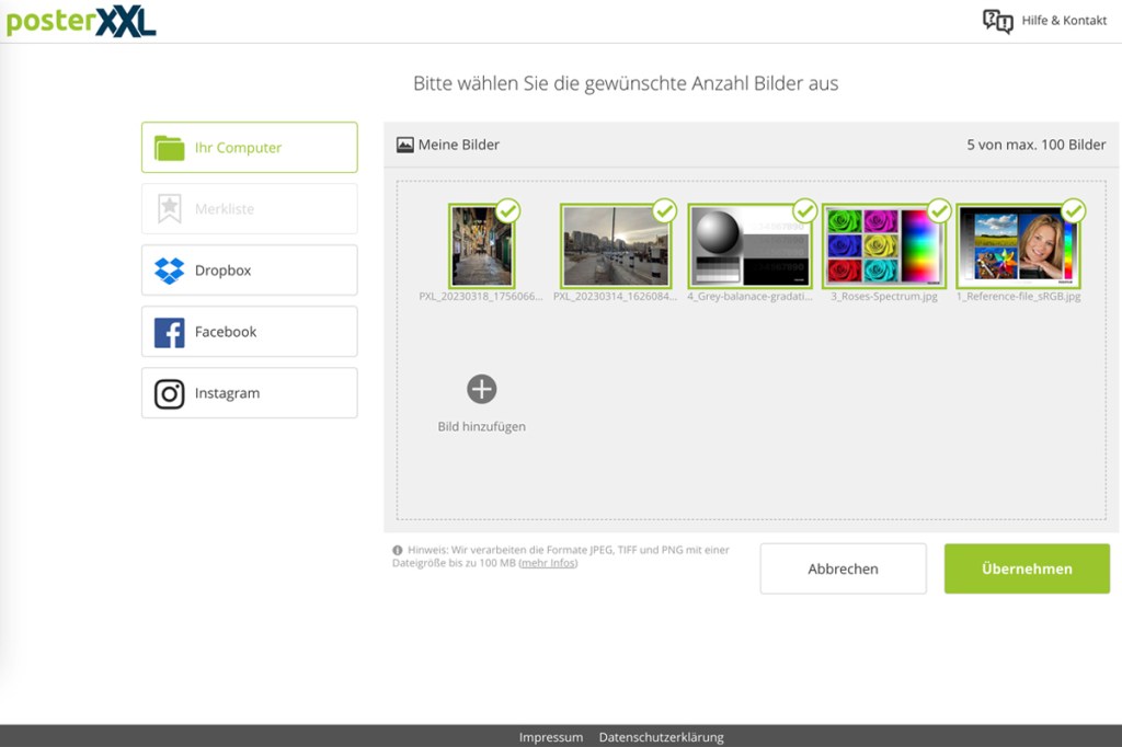 Screenshot der Webanwendung von PosterXXL.