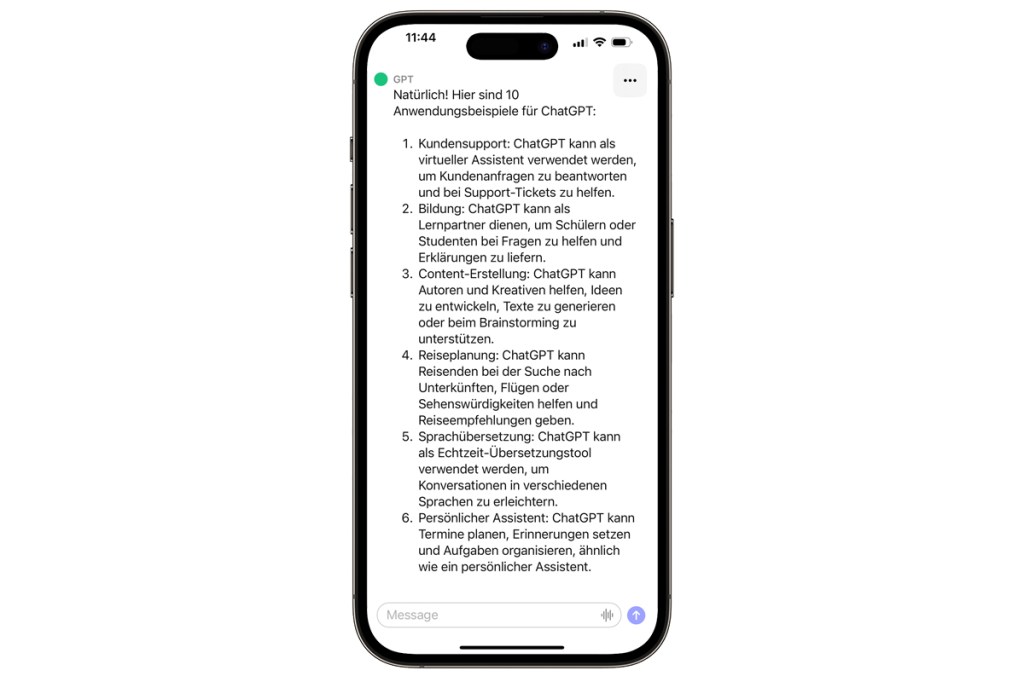 Screenshot der Apple-App von ChatGPT.