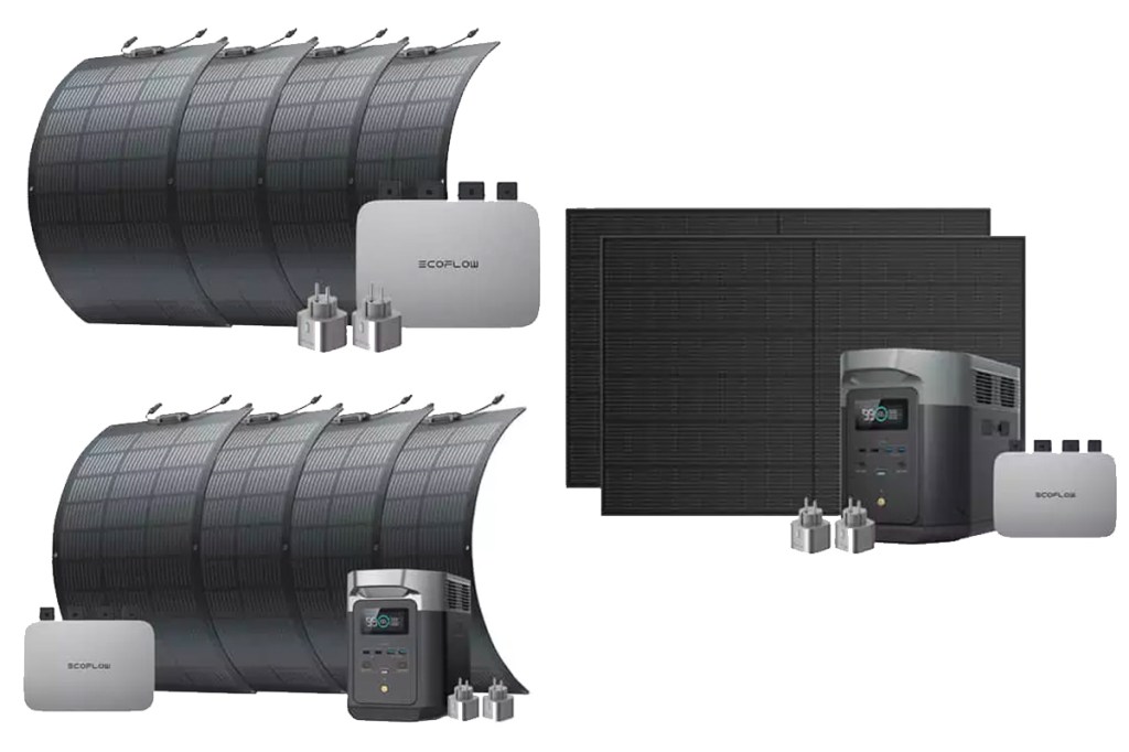 Die drei verschiedenen Komplett-Sets des EcoFlow PowerStreams.