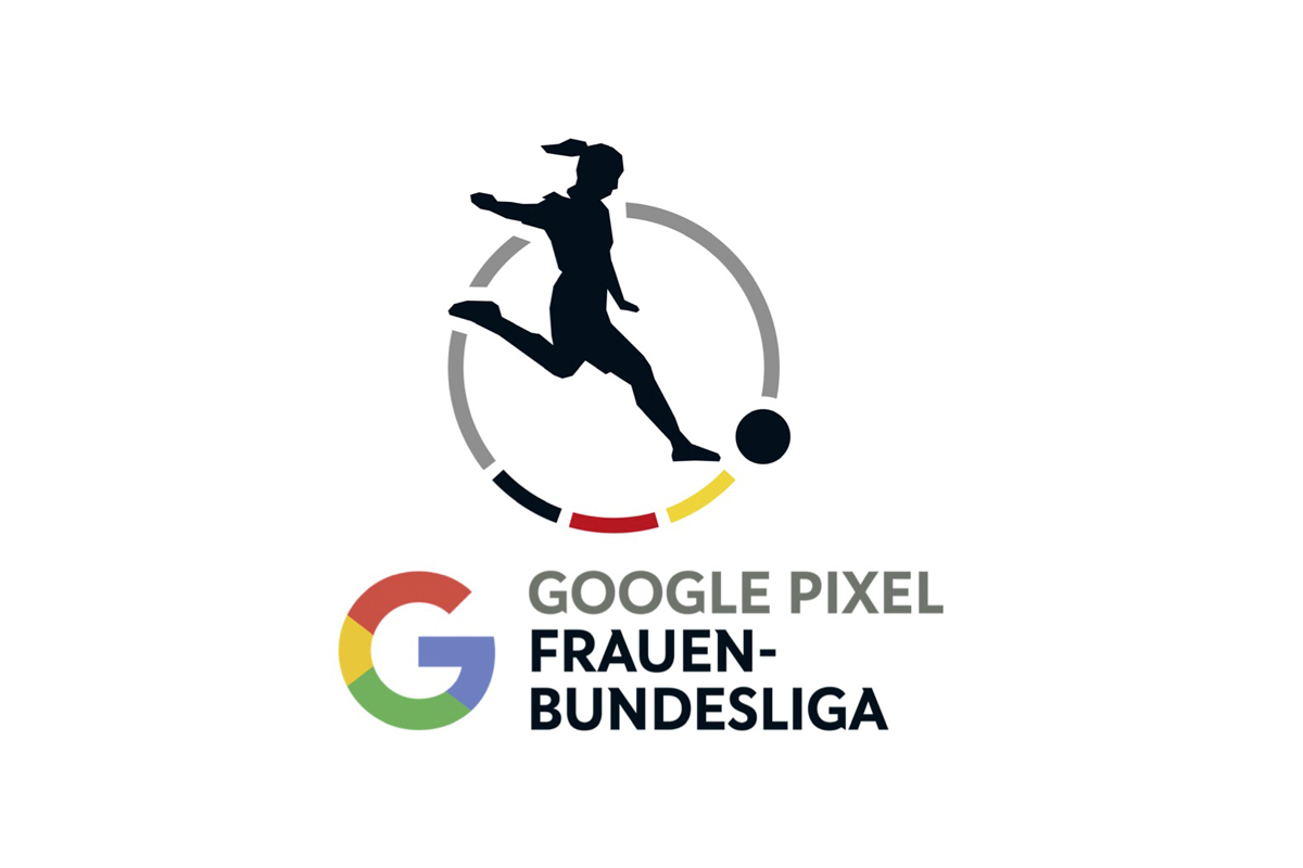 Logo der Google Pixel Frauen-Bundesliga vor weißem Hintergrund.