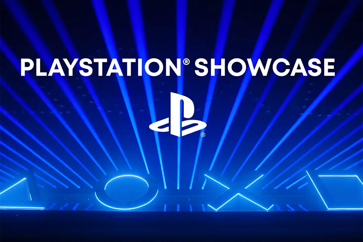 Grafik zum PlayStation Showcase 2023, einer Video-Vorstellung neuer PlayStation-Spiele.