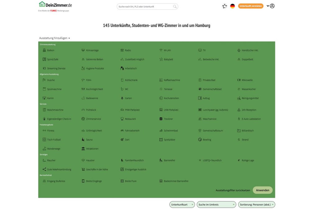 Screenshot Ausstattung Hamburg DeinZimmer.de