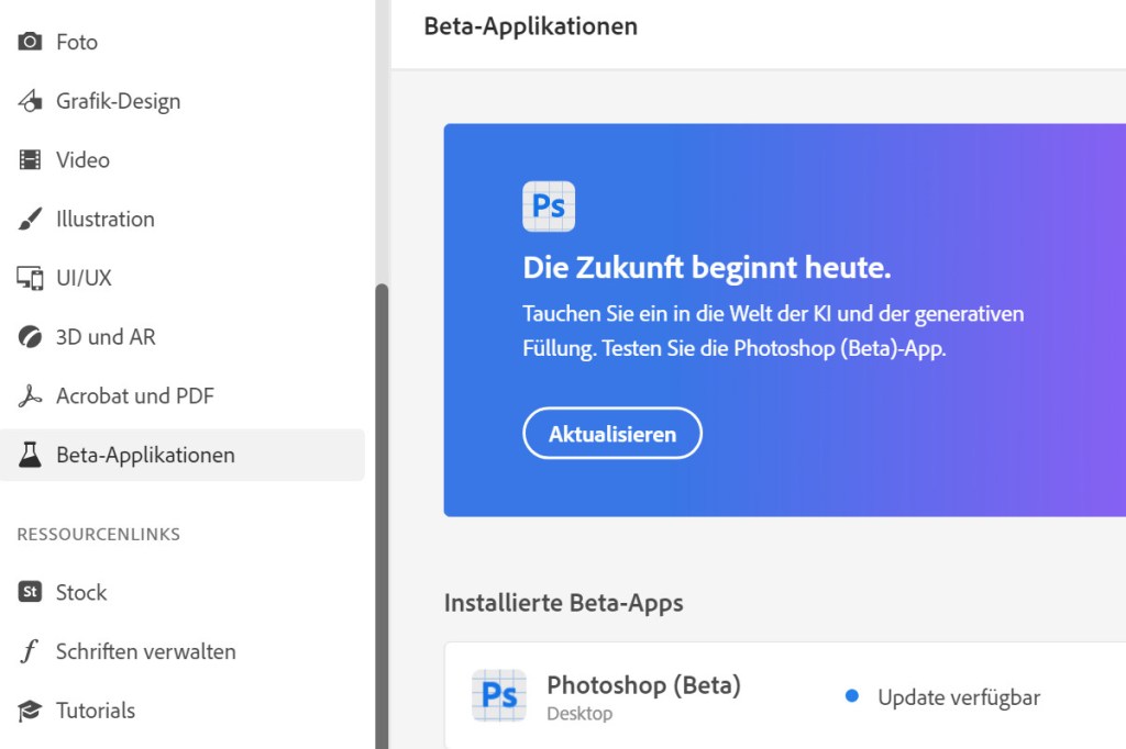 Photoshop Beta herunterladen