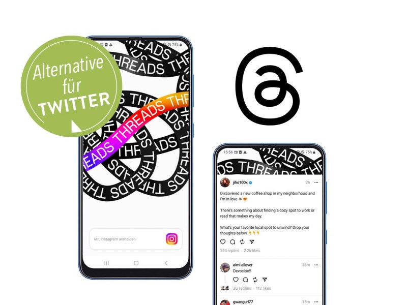 Smartphone mit geöffneter Threads App.