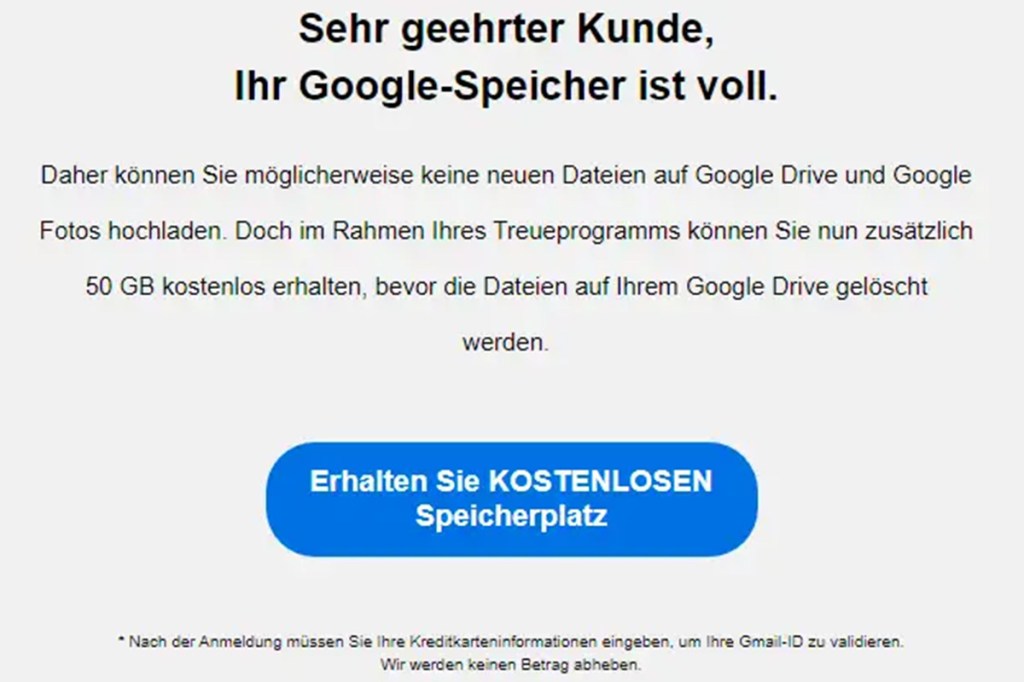 Eine Phishing-Mail.