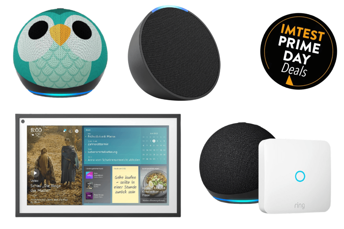 Echo Dot für Kinder und Erwachsene, Ring Intercom und Echo Show Produktbilder