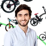 Portrait Toussant Wattine, im Hintergrund eine Fahrrad-Kollage