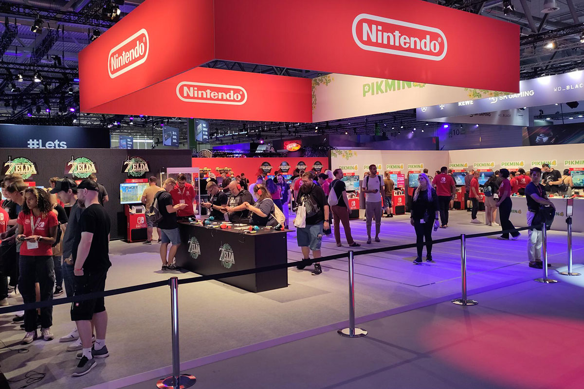 Foto von der Gamescom 23, man sieht den Stand von Nintendo.