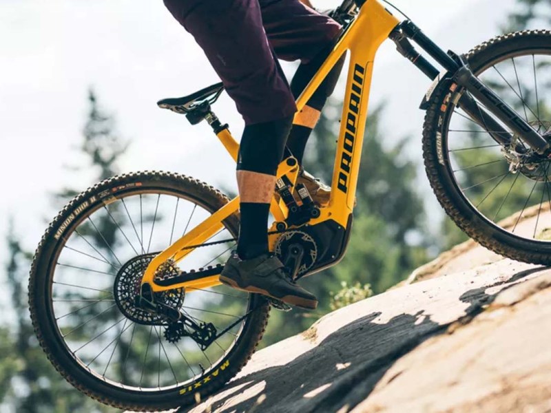 Mountainbike, Fahrer im Anschnitt, fährt einen Berg hoch